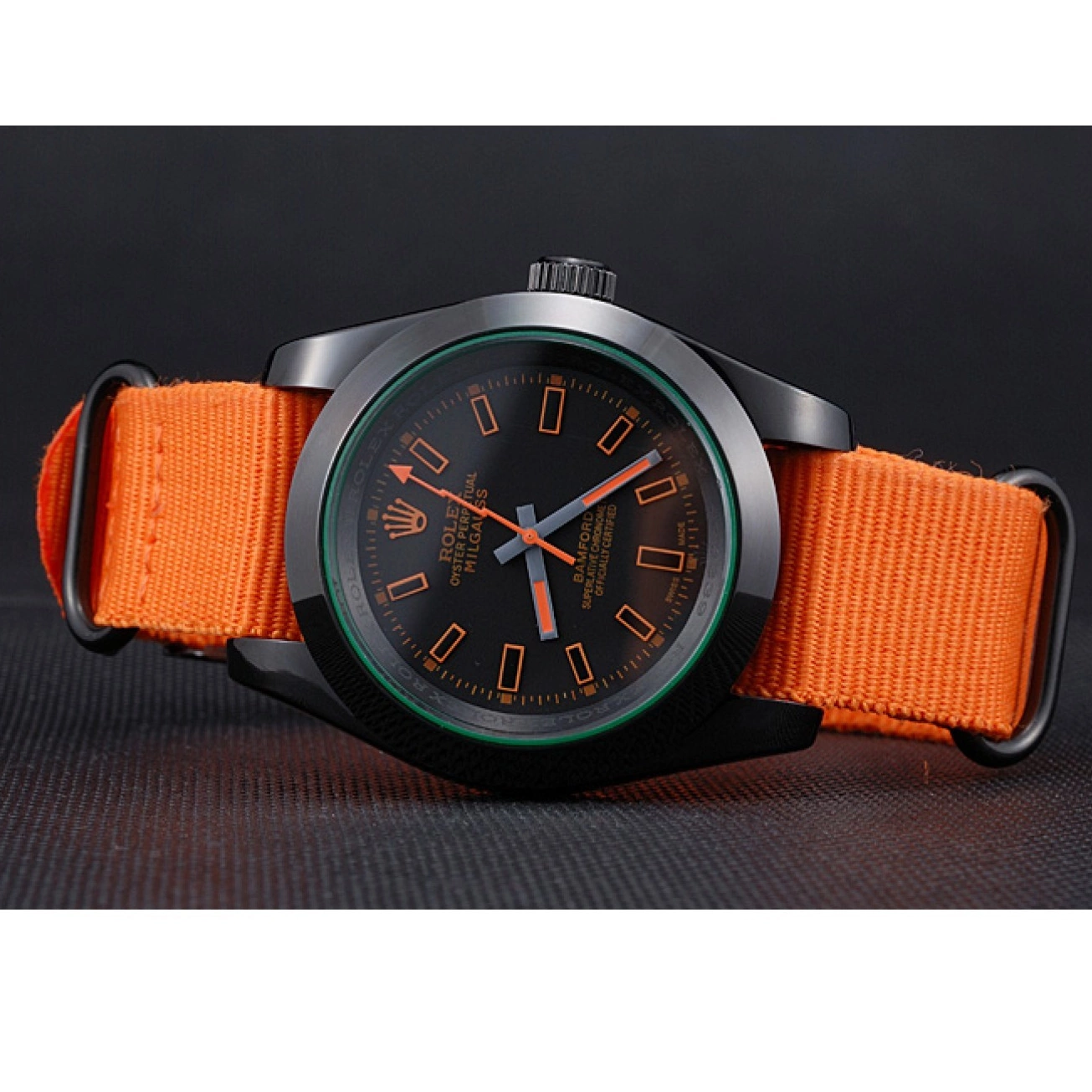 Aaa replica watch Milgauss Strap Rolex Bamford Orange Nylon 622003 0514